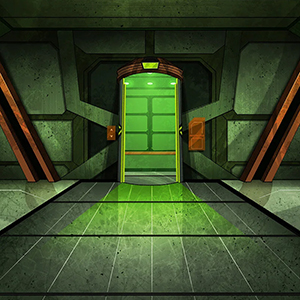 green industrial hallway