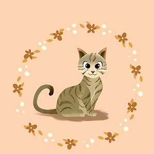 cat surrounded by flowers